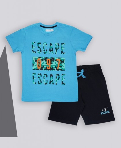 KIDLYBOO Printed Round-Neck T-Shirt & Shorts Set