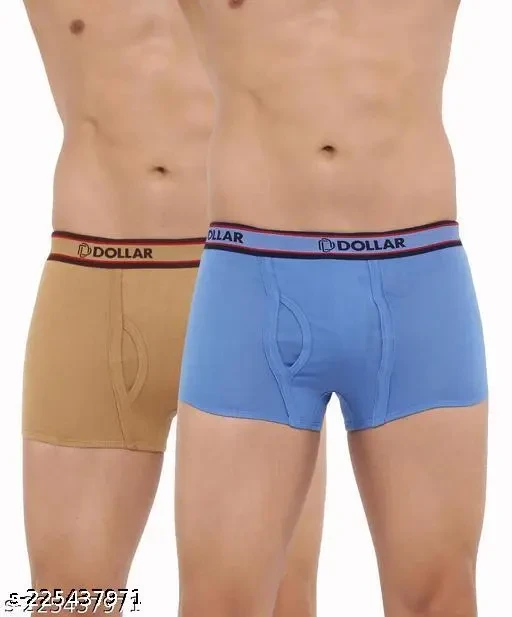 Dollar Men's Solid Multicolor Trunks Pack of 2
