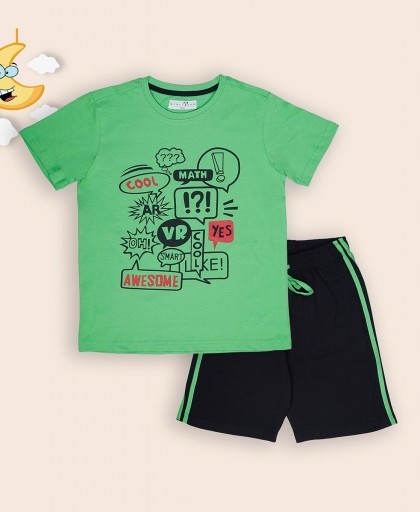 KIDLYBOO Typographic Print T-Shirt with Shorts Set