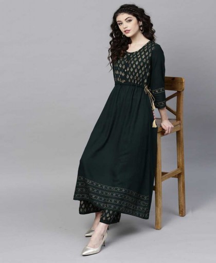 Ishin Women Kurta and Palazzo Set Rayonuit
