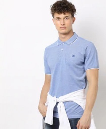 TEAMSPIRIT Heathered Polo T-shirt with Contrast Tipping