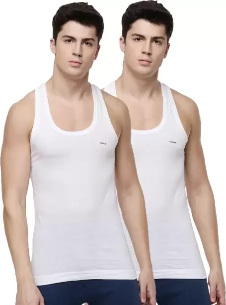 DOLLAR BIGBOSS Men's (Pack of 2) White Innerwear Vests